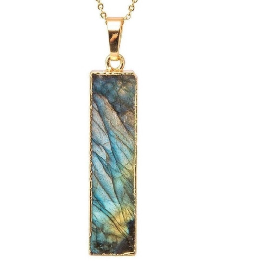 📌Aria Lattner Labradorite and Gold Bar Necklace📌